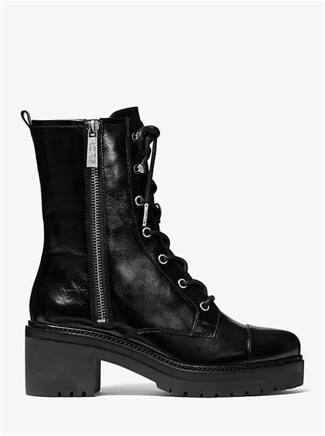 michael kors anaka combat boot|Anaka Crinkled Leather Combat Boot .